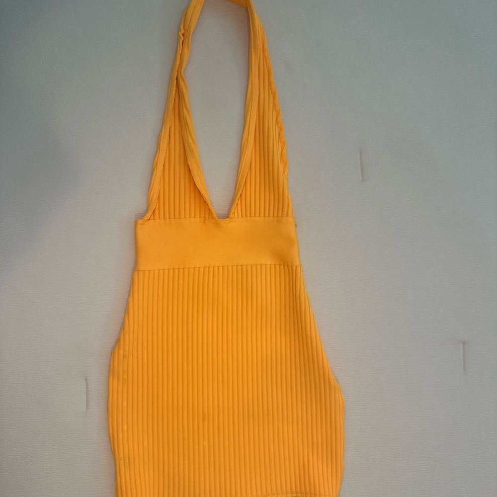 Yellow Bandage Halter Mini Dress